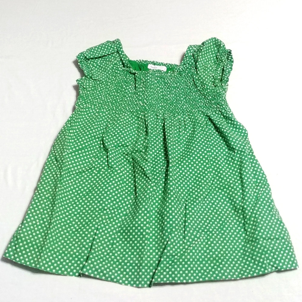 polka dot smocked short sleeve dress 100% cotton.